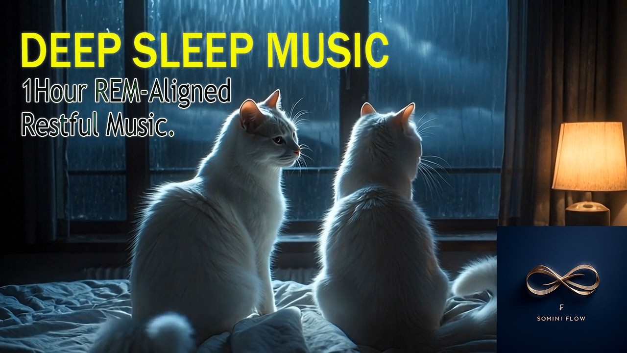 Deep Sleep Cat & Rain Sounds | 1 Hour Relaxing Piano and Rain Ambience for REM Sleep