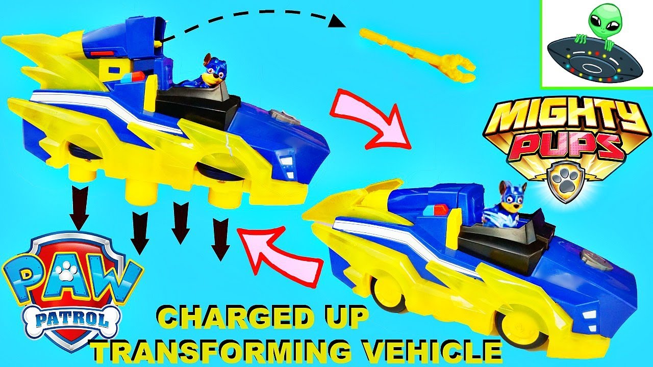 Paw Patrol Mighty Pups CHASE Charged up Transforming Vehicle.