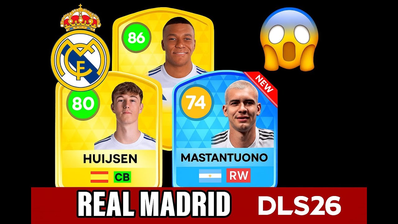 DLS 26 | ¡NUEVAS MEDIAS DE LOS JUGADORES DEL REAL MADRID EN DLS 26! 🔥 con MASTANTUONO y HUIJSEN...