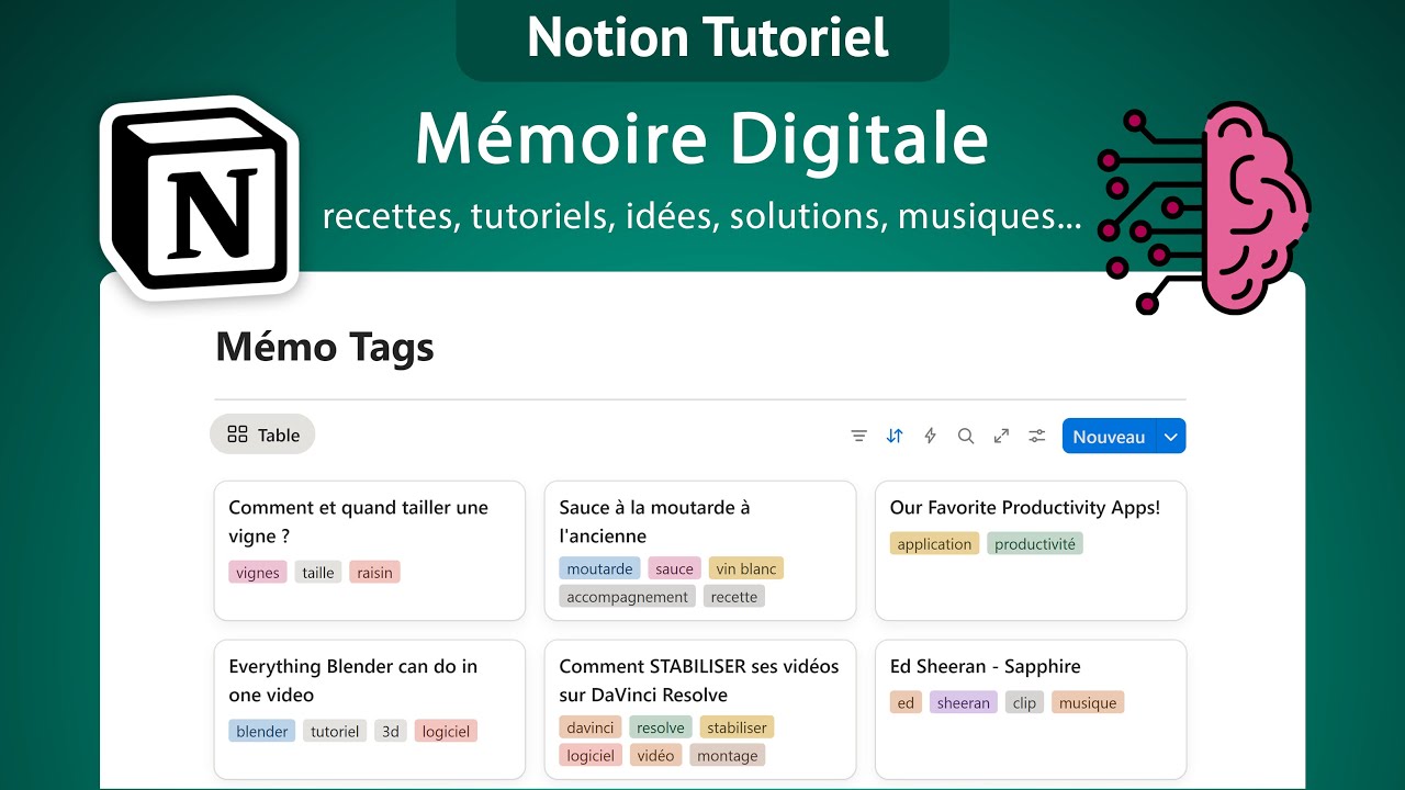 Mémoire digitale Notion 📚🧠 : retrouver vos notes grâce aux tags