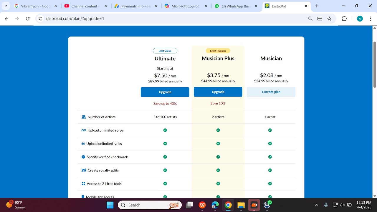 Обзор новых цен Distrokid 2025 года — тарифные планы Musician, Musician plus и лейбла по цене 24,...