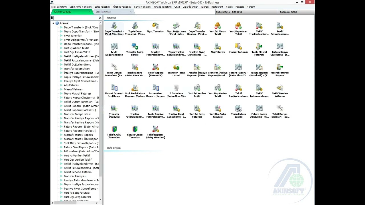AKINSOFT WOLVOX ERP Stok Yönetimi   Stok Tanımı Oluşturma İşlemi