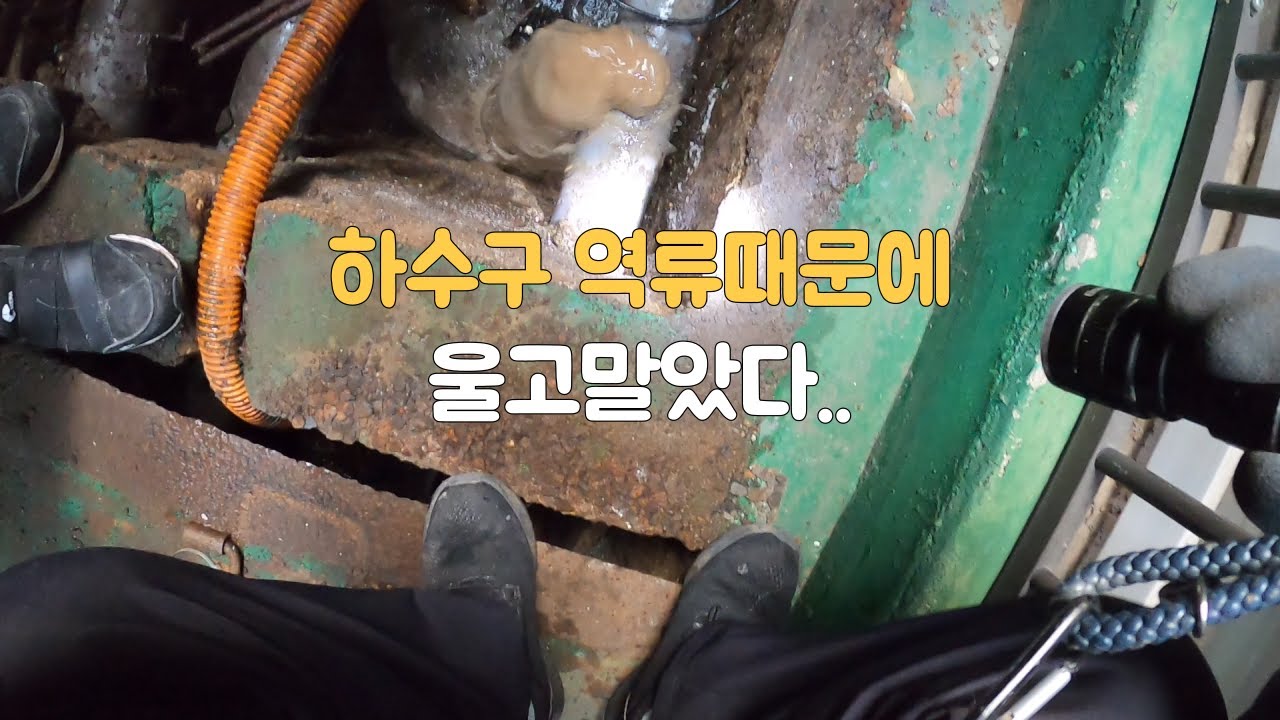 나는 물 안썼는데.. 계속되는 역류에 울고말았다. I ended up crying because of the drain.