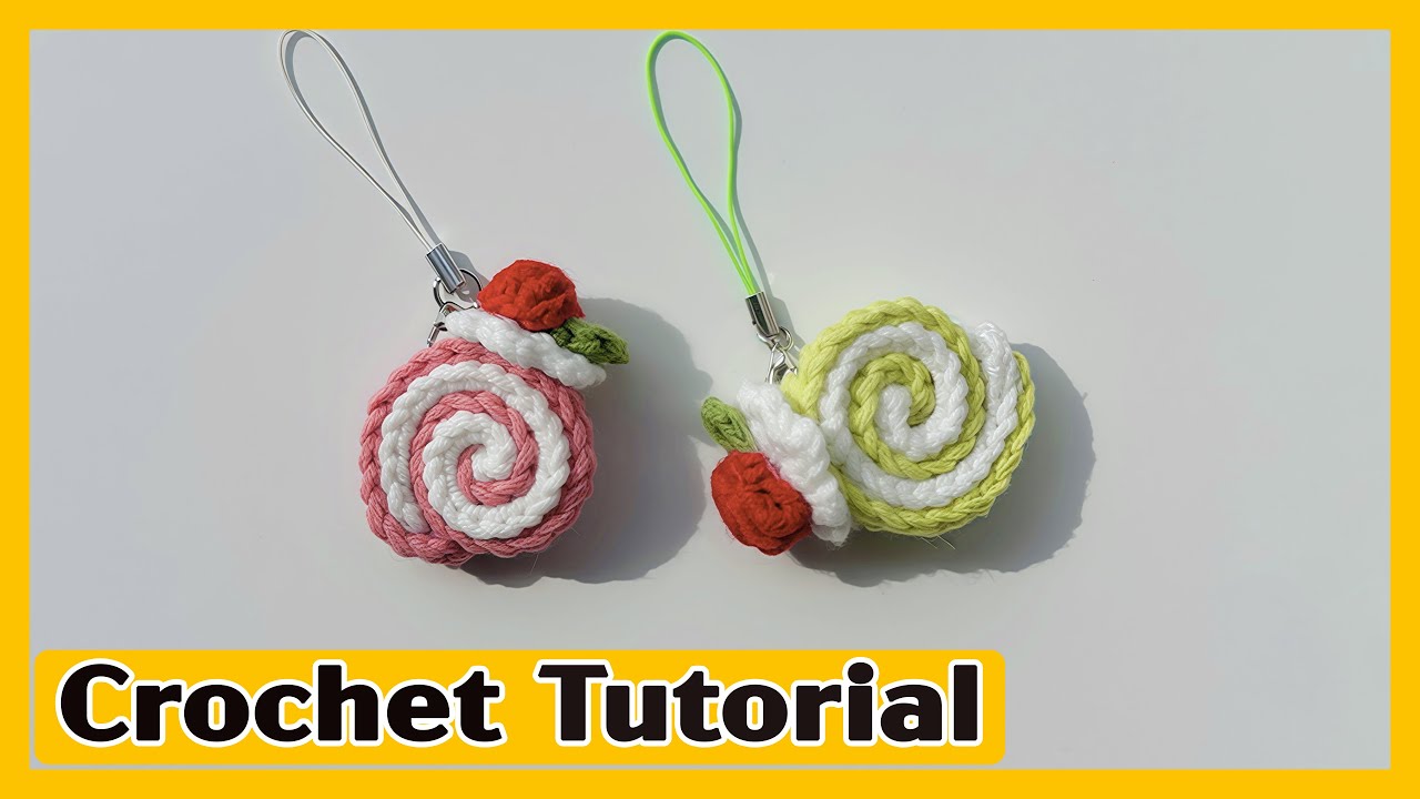 Crochet Swiss Roll Cake 🍓 | Cute & Easy Crochet Keychain Tutorial | How to Crochet Roll Cake