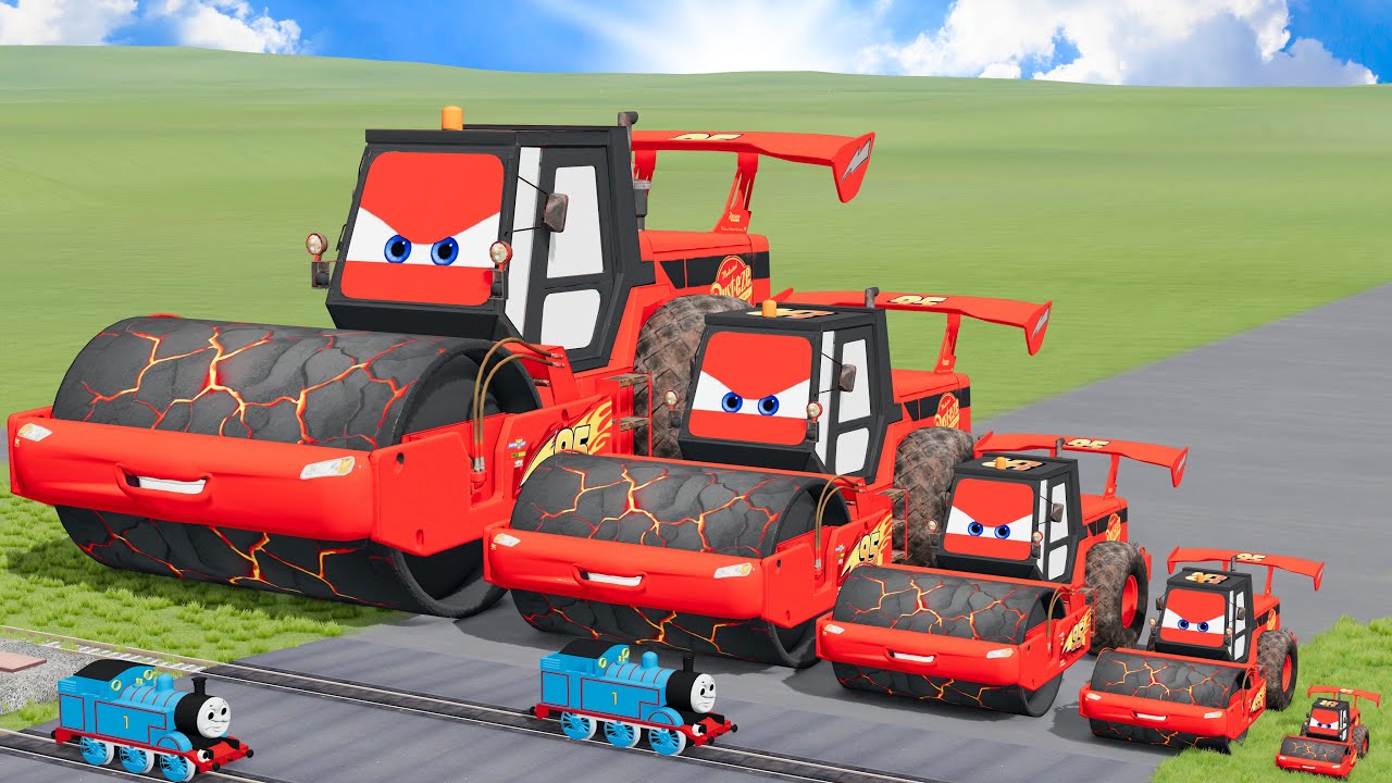 Big & Small Roller Lightning Mcqueen Monter Lava vs Trains Thomas | BeamNG.Drive