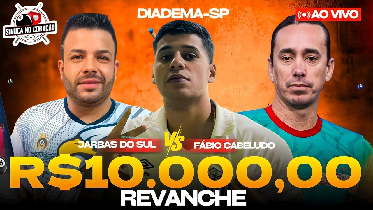 09/02 - FABIO CABELUDO X JARBAS DO SUL - REVANCHE - SINUCA AO VIVO