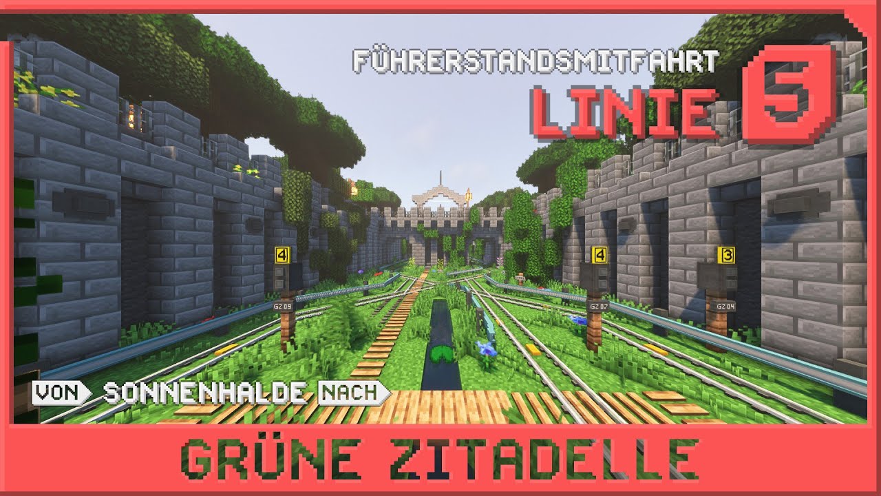 Minecraft U-Bahn | Führerstandsmitfahrt Linie 5: Sonnenhalde → Grüne Zitadelle