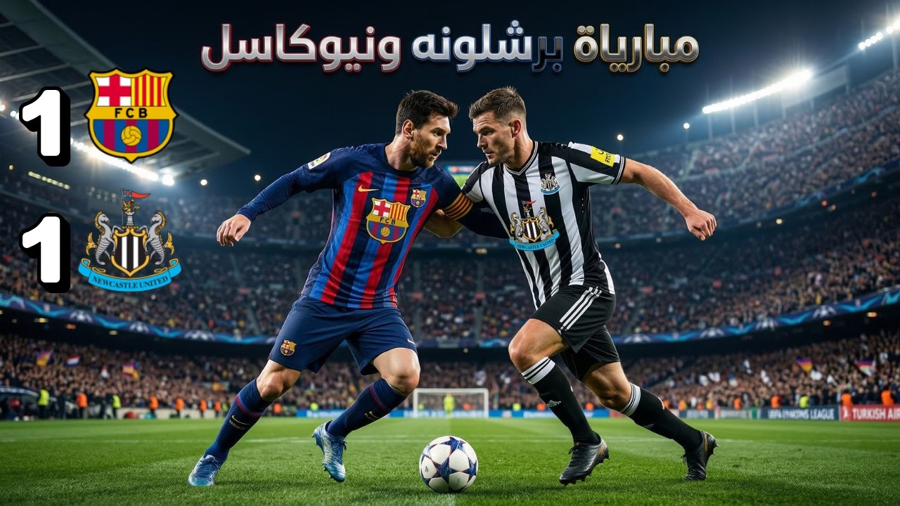 ملخص مباراة برشلونه ونيوكاسل 1-1