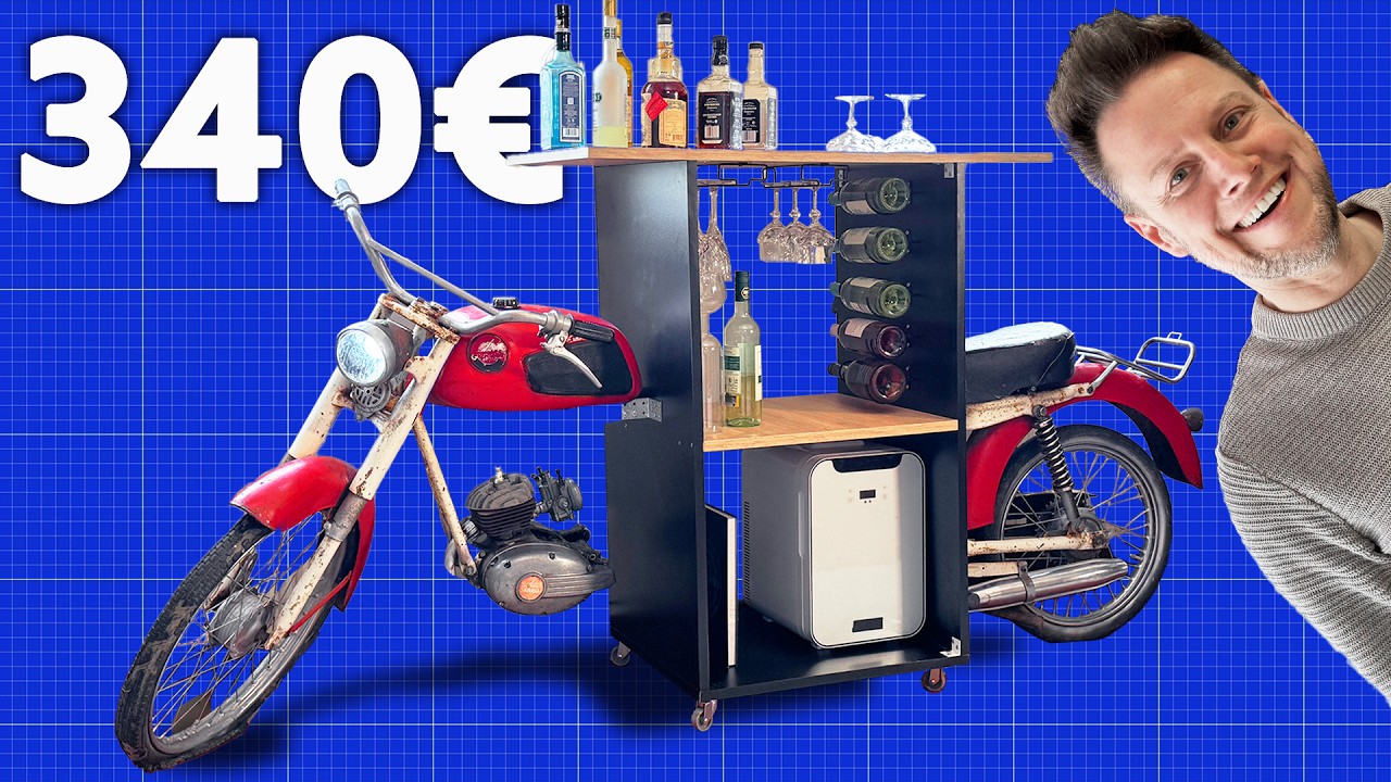 Upcycling-Möbel aus Schrott! Motorrad-Bar für 380 Euro