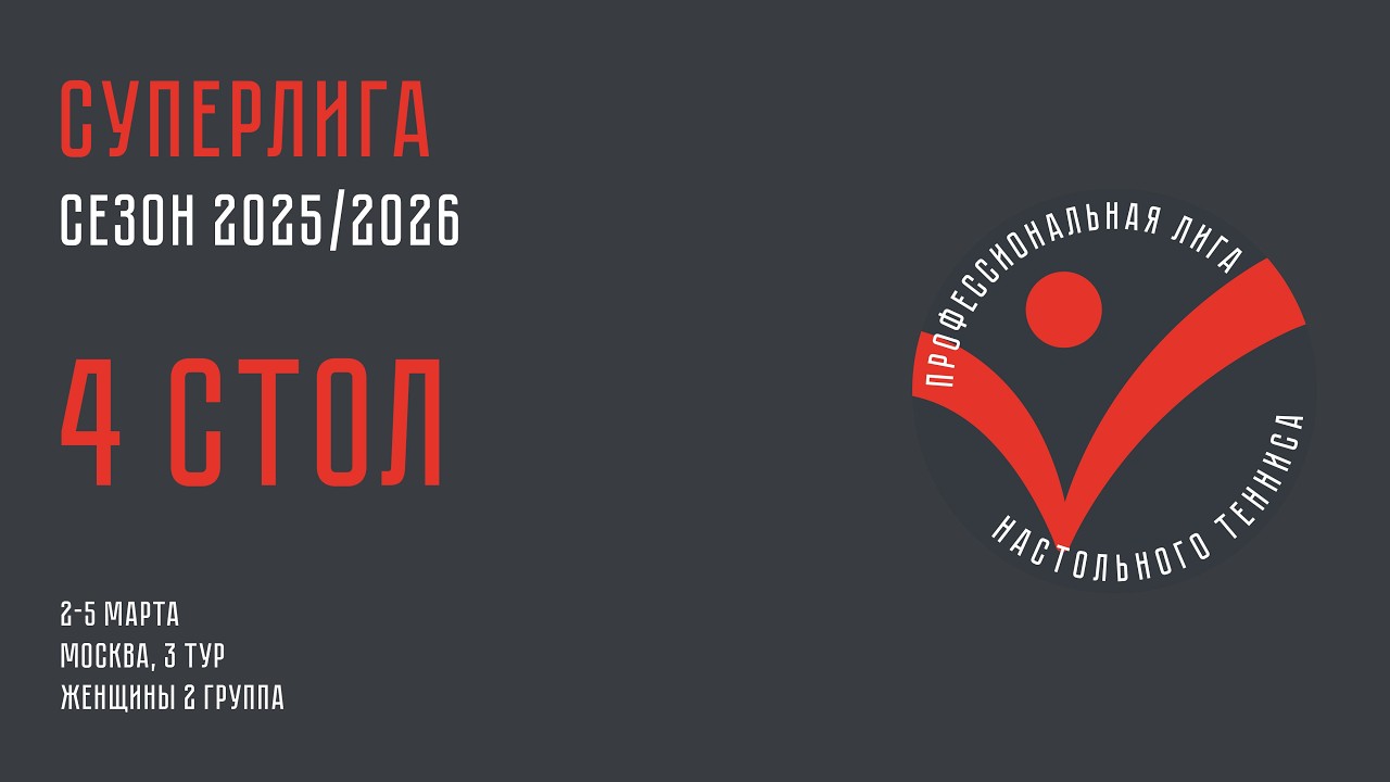 Чемпионат ПЛНТ 25/26. Суперлига. Женщины. 3 тур. 2 группа. 4 стол. 02.03.2026