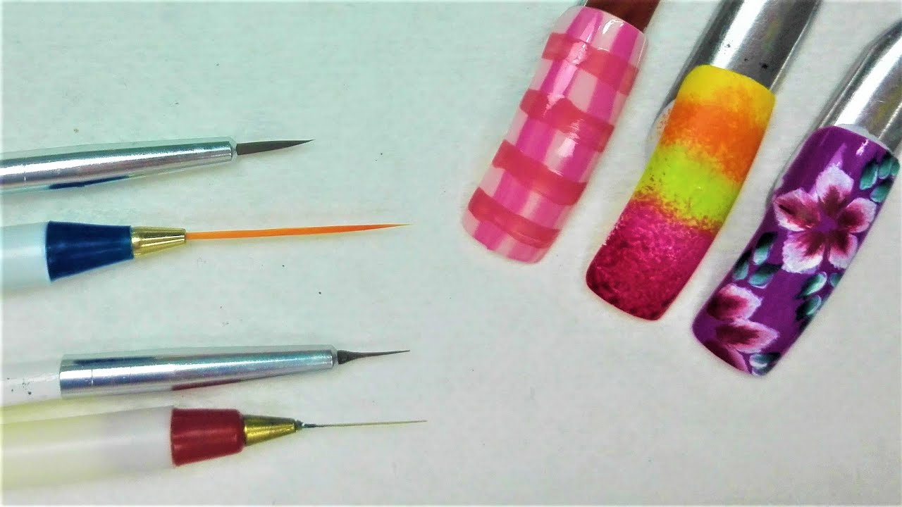 Pinceles para hacer diseños en las uñas - Cómo usar los pinceles para la decoración de uñas parte 2