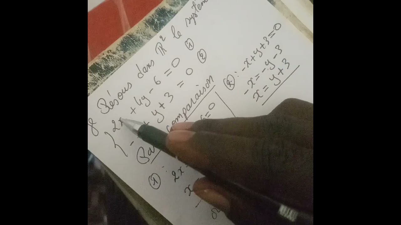 resolution d'un système d'equations à deux inconnues par comparaison. Maths 3e