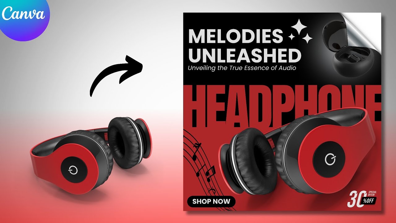 Headphones Ads Poster Design in Canva | Advertising Poster - Product Commercial