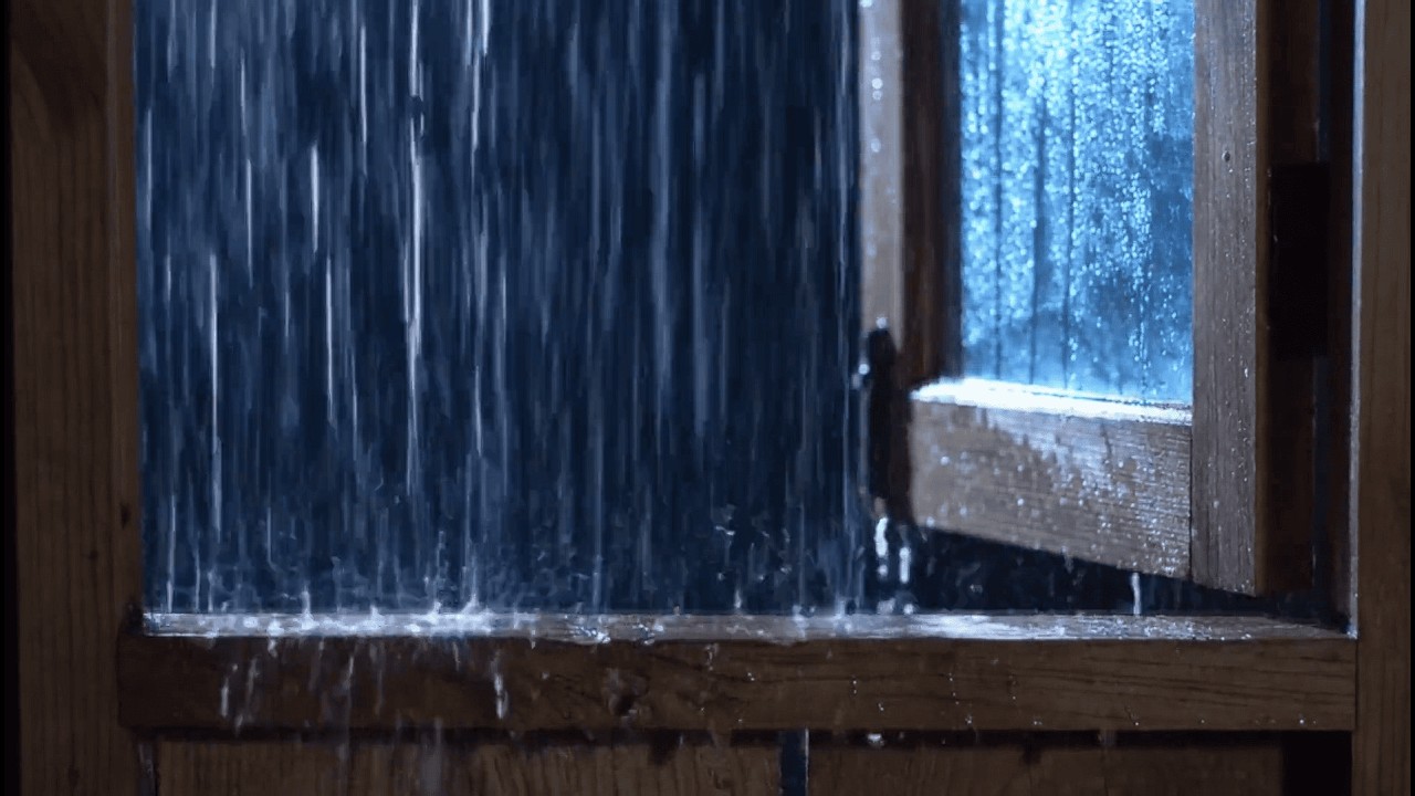 Cozy Midnight Rain Through a Wooden Window for Deep Sleep and Calm Night Ambience