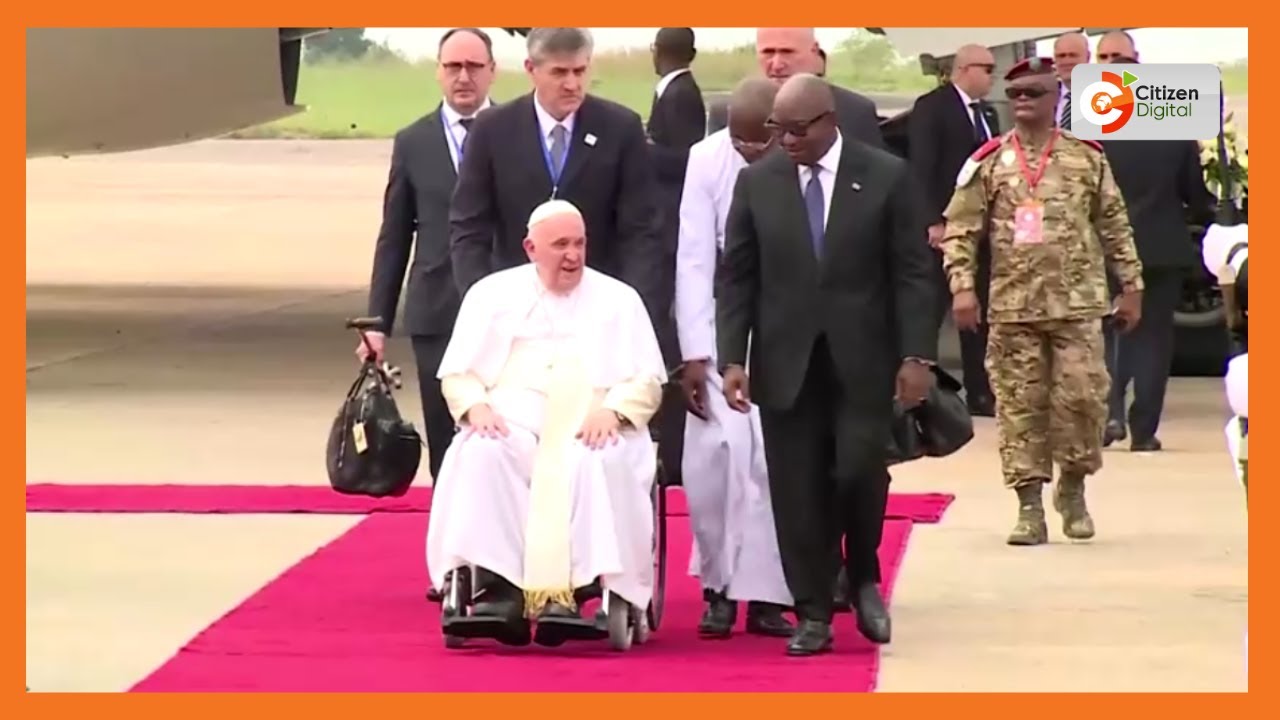 Pope Francis arrives in Kinshasa, DR Congo, for a 4-day visit to the country