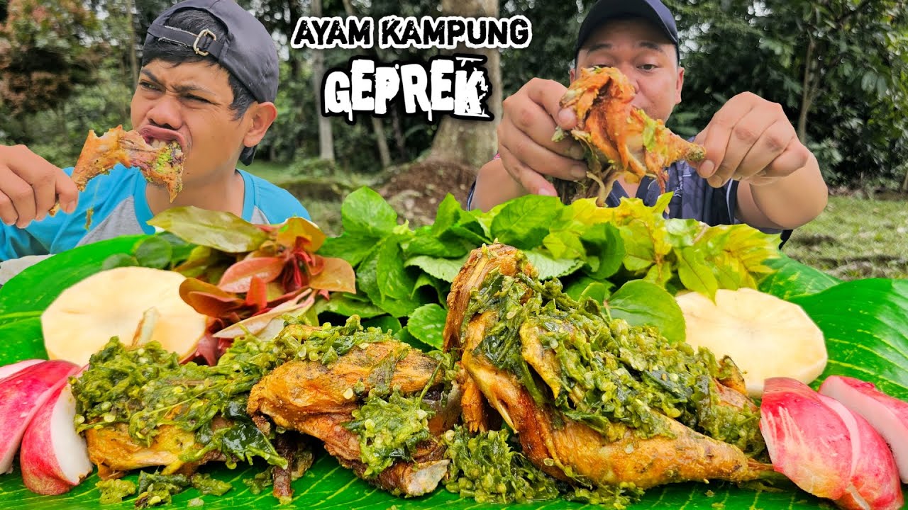 UNIK TAPI ENAK ! AYAM KAMPUNG GEPREK SAMBAL IJO + UBI YAKON + JAMBU JAMAIKA + LALAPAN MENTAH