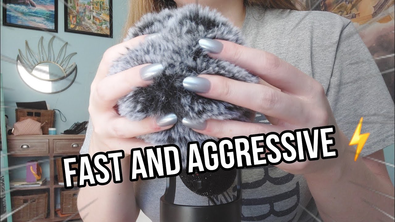 FAST AGGRESSIVE FLUFFY MIC SCRATCHING ASMR (no talking)