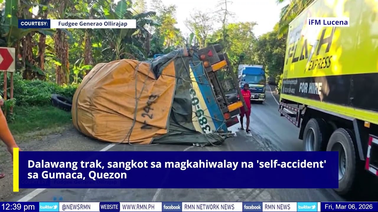 Dalawang trak, sangkot sa magkahiwalay na 'self-accident' sa Gumaca, Quezon