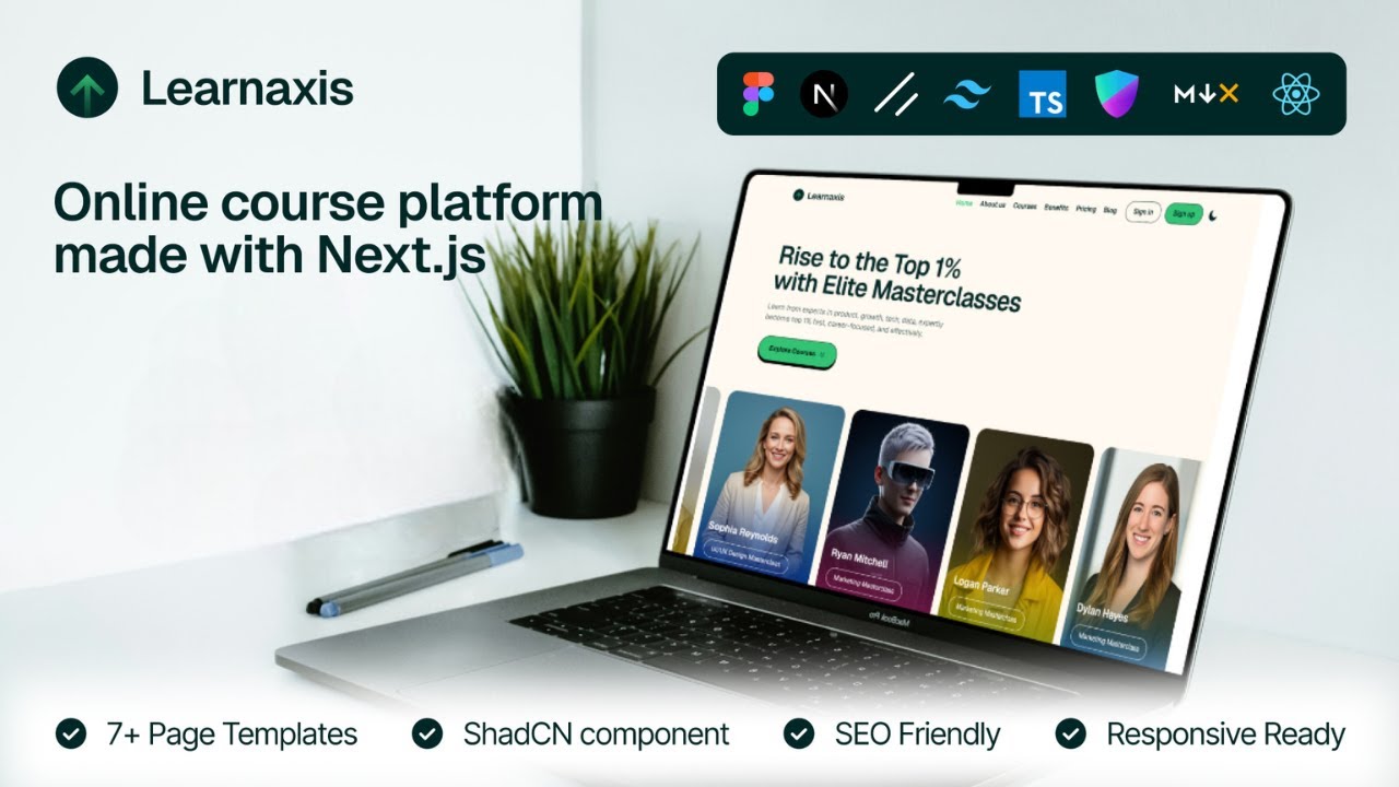 LearnAxis Next.js Template – Full Overview of Pages & Sections