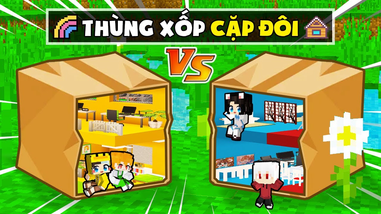Mr Vịt và Kamui Xây Nhà Thùng Xốp Cặp Đôi trong Minecraft