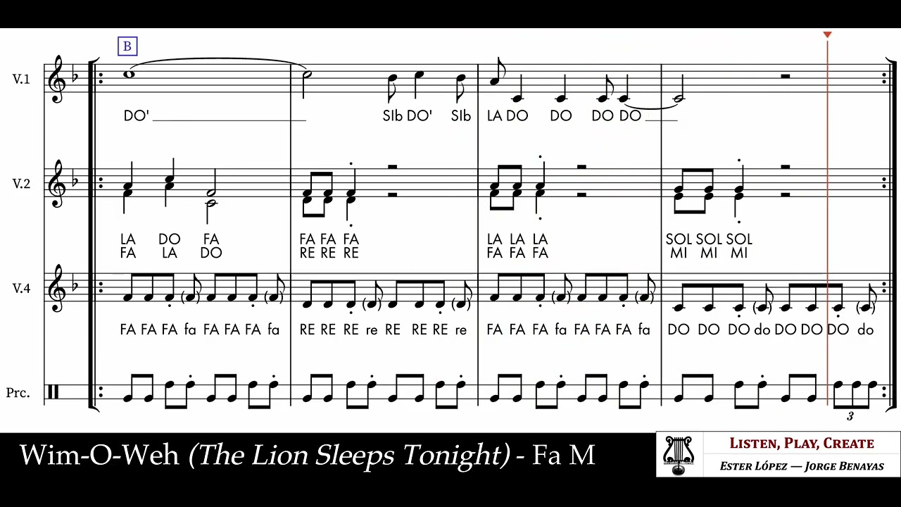 Wim-O-Weh (The Lion Sleeps Tonight) - F / Fa M - With notes / Con notas