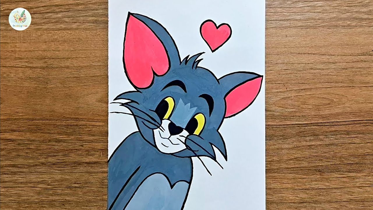 How To Draw Tom from Tom&Jerry Step By Step | Jerry Drawing For Beginners (Colouring) | Drawing Hub 
