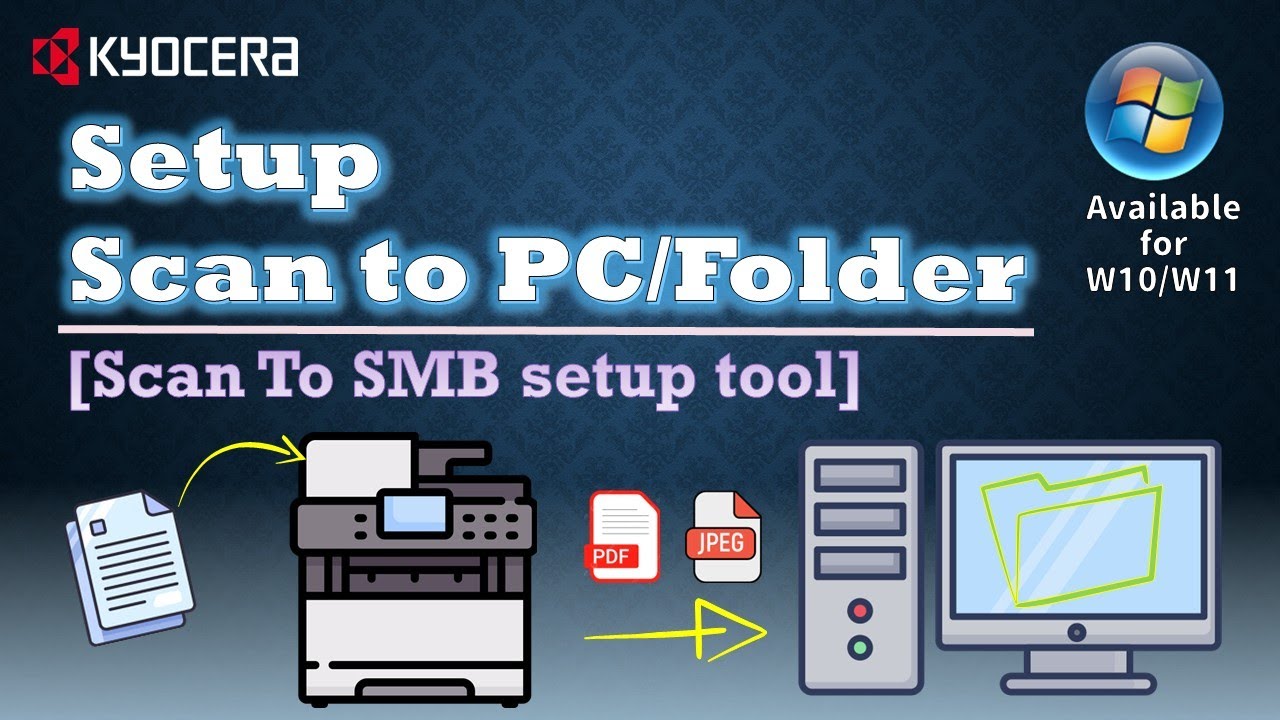 KYOCERA｜Easy Setup Scan To PC｜2 Minutes｜簡易設定掃描到電腦｜Scan To Folder｜SMB｜W11｜English Subtitle