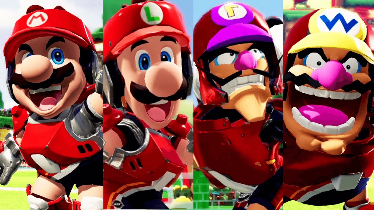 Mario Strikers Battle League - Mario Luigi Wario Waluigi Gameplay - Team Boys Vs Team Girls