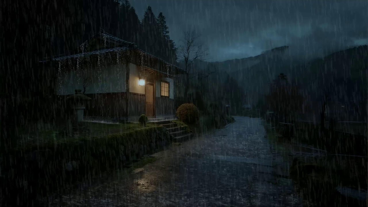 Ease Stress Rain Sounds Falling on Rustic Roof for Deep Sleep and Balance