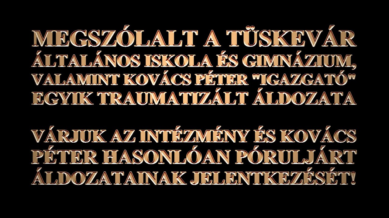 MEGSZÓLALT A TÜSKEVÁR ÁLTALÁNOS ISKOLA ÉS KOVÁCS PÉTER 