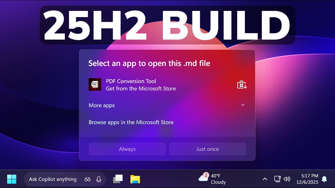 Новая сборка Windows 11 25H2 26220.7344 &mdash; новое меню &laquo;Открыть с помощью&raquo;, новый диалог &laquo;Выполнить...