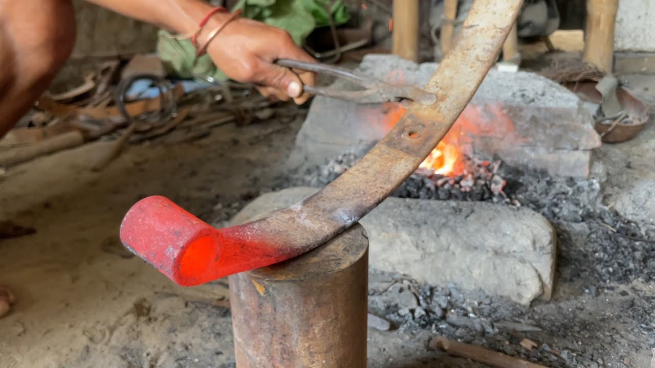 Made a Enep knife making Process from Car Spring// Bamboo handle//#Blacksmith @n.kofficialchannel 