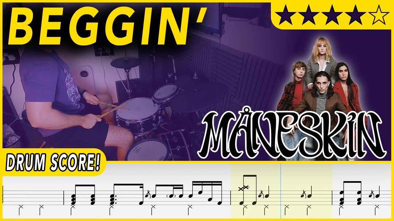 Beggin' - Måneskin | DRUM SCORE Sheet Music | #340 DRUMSCRIBE