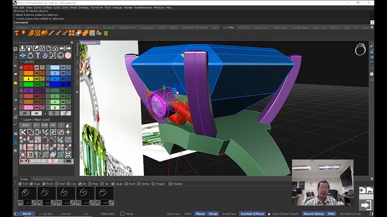 Emerald ring with Rhino8 & GrasshopperGold / Part1