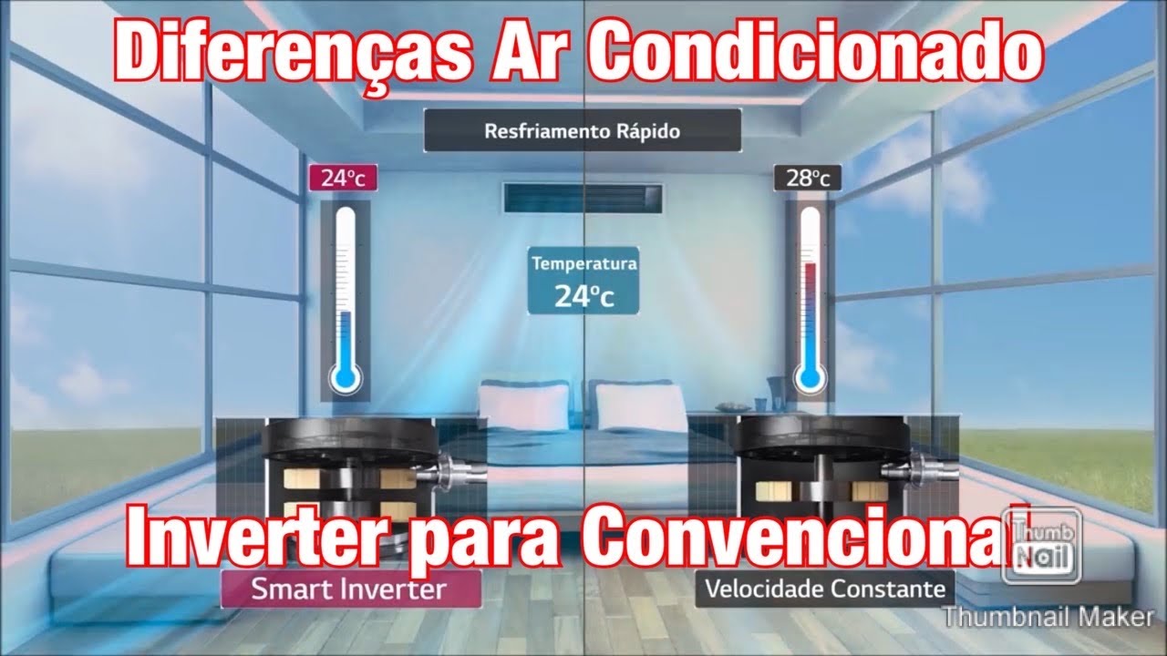 Mostrando Diferenças Ar condicionado Inverter e Convencional ON-OFF Hi-wall, Cassete e Teto