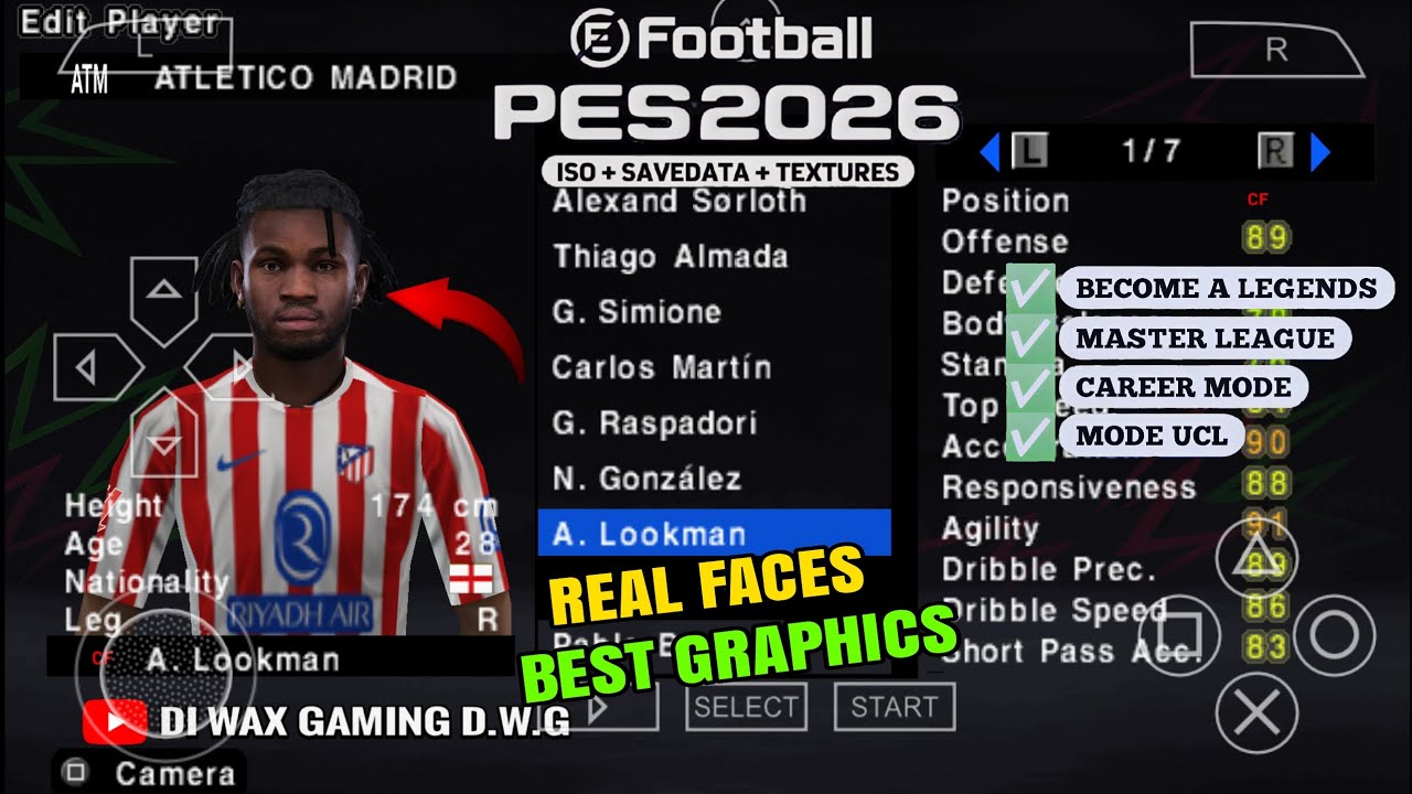 eFootball PES 2026 PPSSPP DOWNLOAD ORIGINAL ISO PES 26 PSP Full Update New Transfers & Kits 26 HD