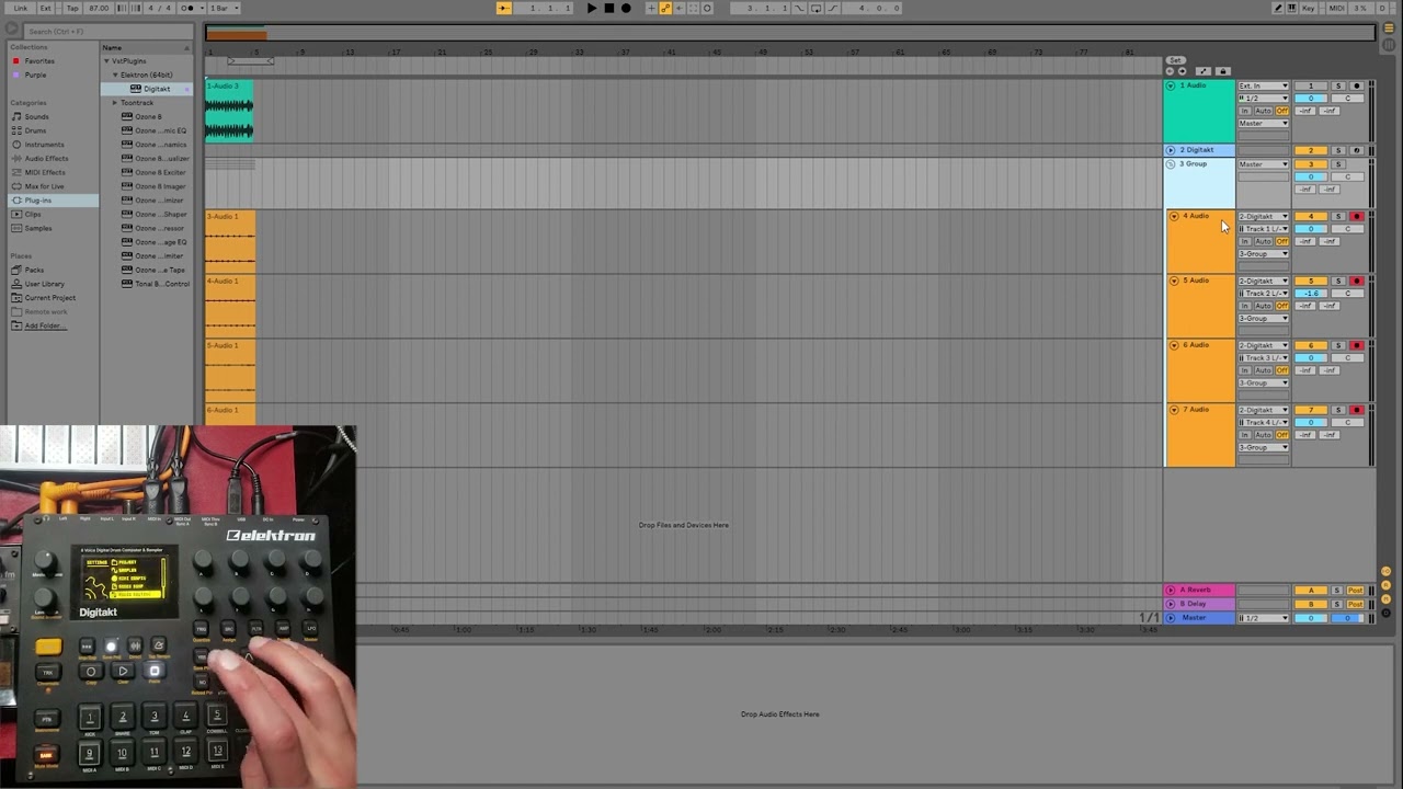 Recording DIGITAKT into OVERBRIDGE - how to control your FX