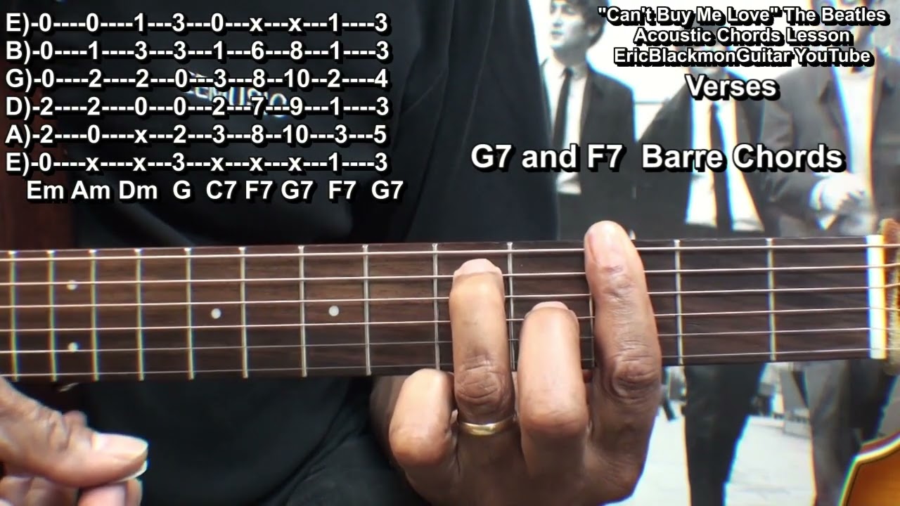CAN'T BUY ME LOVE The Beatles Guitar Chords Lesson - @EricBlackmonGuitar