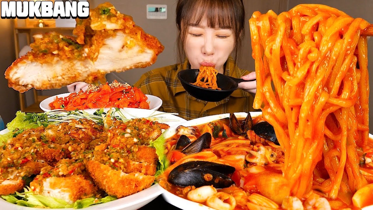 짜장면 말고 짬뽕이 취향이신 분🙋‍♀️ 매콤한 해물볶음짬뽕,새콤달콤 유린기 먹방🔥 Stir-fried seafood jjamppong, Yuringi KOREAN MUKBANG