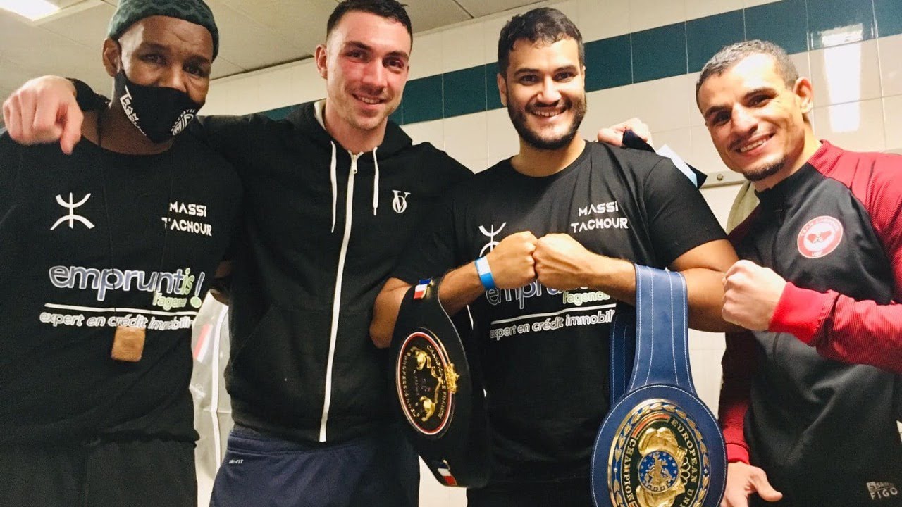 Massi Tachour Champion de l&rsquo;Union Europ&eacute;enne des Super L&eacute;gers (Team Team Labdouni - US Fontenay)