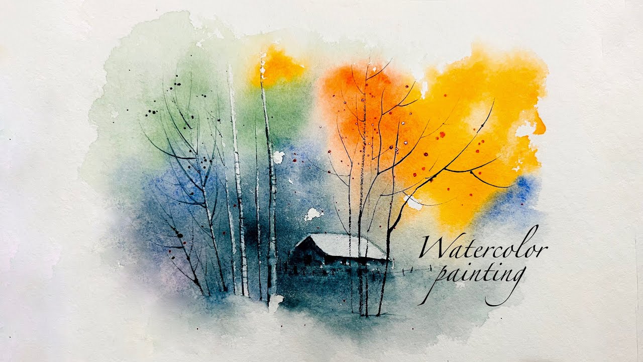 easy watercolor painting . with simple technique . fantasy and beautiful