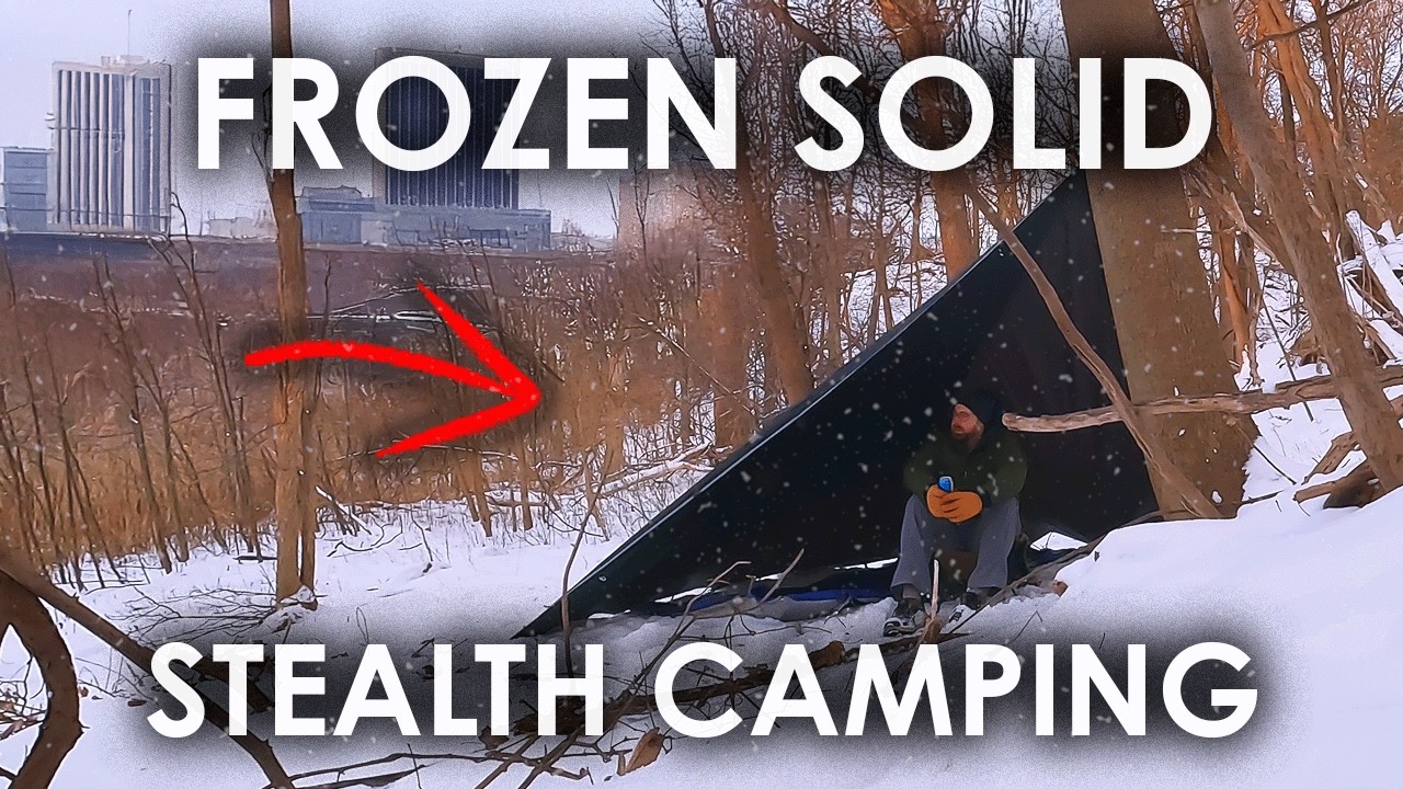 Frigid Cold Stealth Camping With NO Heat at My HIDDEN Urban Campsite 
