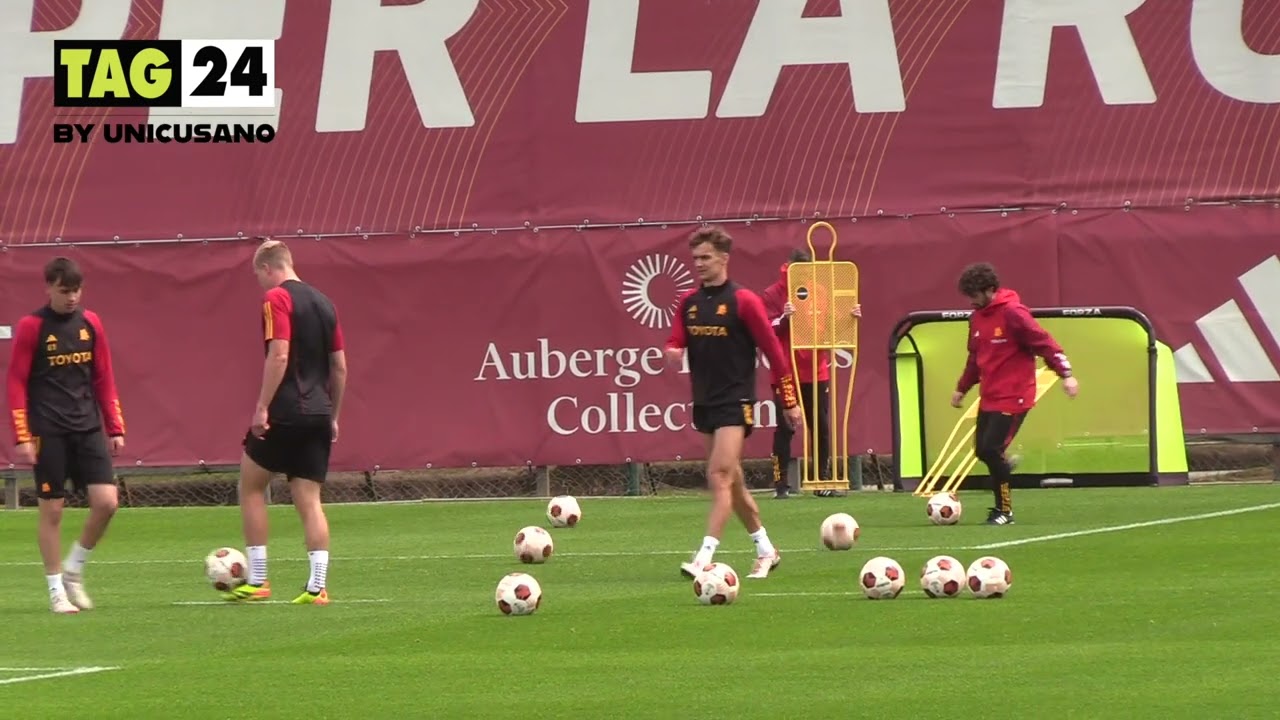 Milan - Roma allenamento di rifinitura a Trigoria, circuiti e tiri in porta: c'è Mancini recuperato