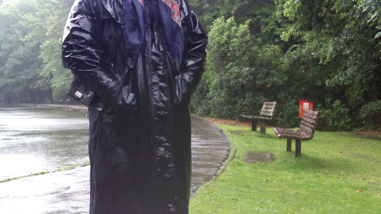 Megan   by the lake in very heavy rain