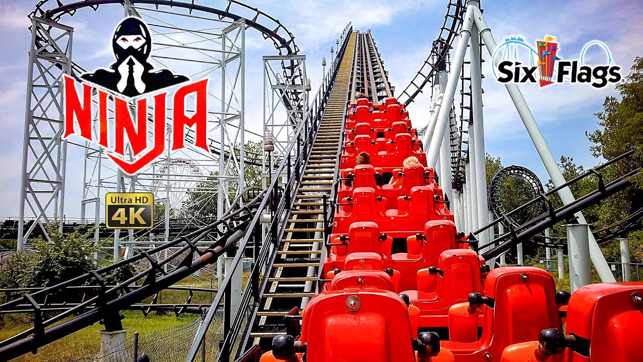 2022 Ninja Roller Coaster On Ride Back Seat 4K POV Six Flags St Louis
