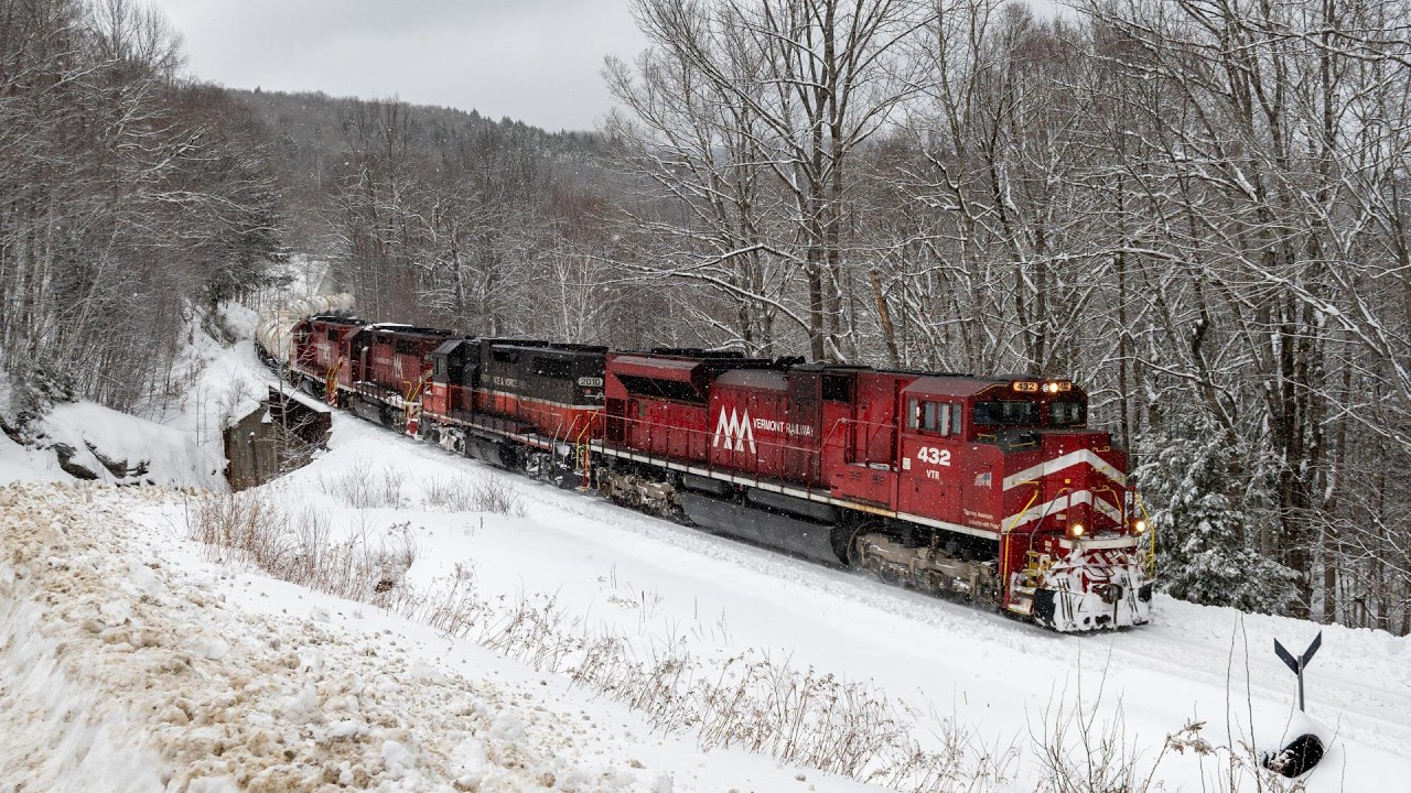 Snowy Chase of Vermont Rail System GMRC 263 & 264, Railfanning Rutland - Bellows Falls, VT 2/22/26
