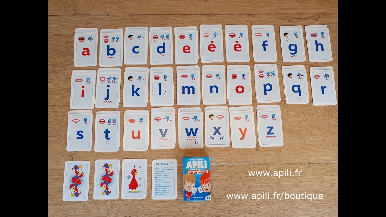 Présentation cartes des lettres Apili