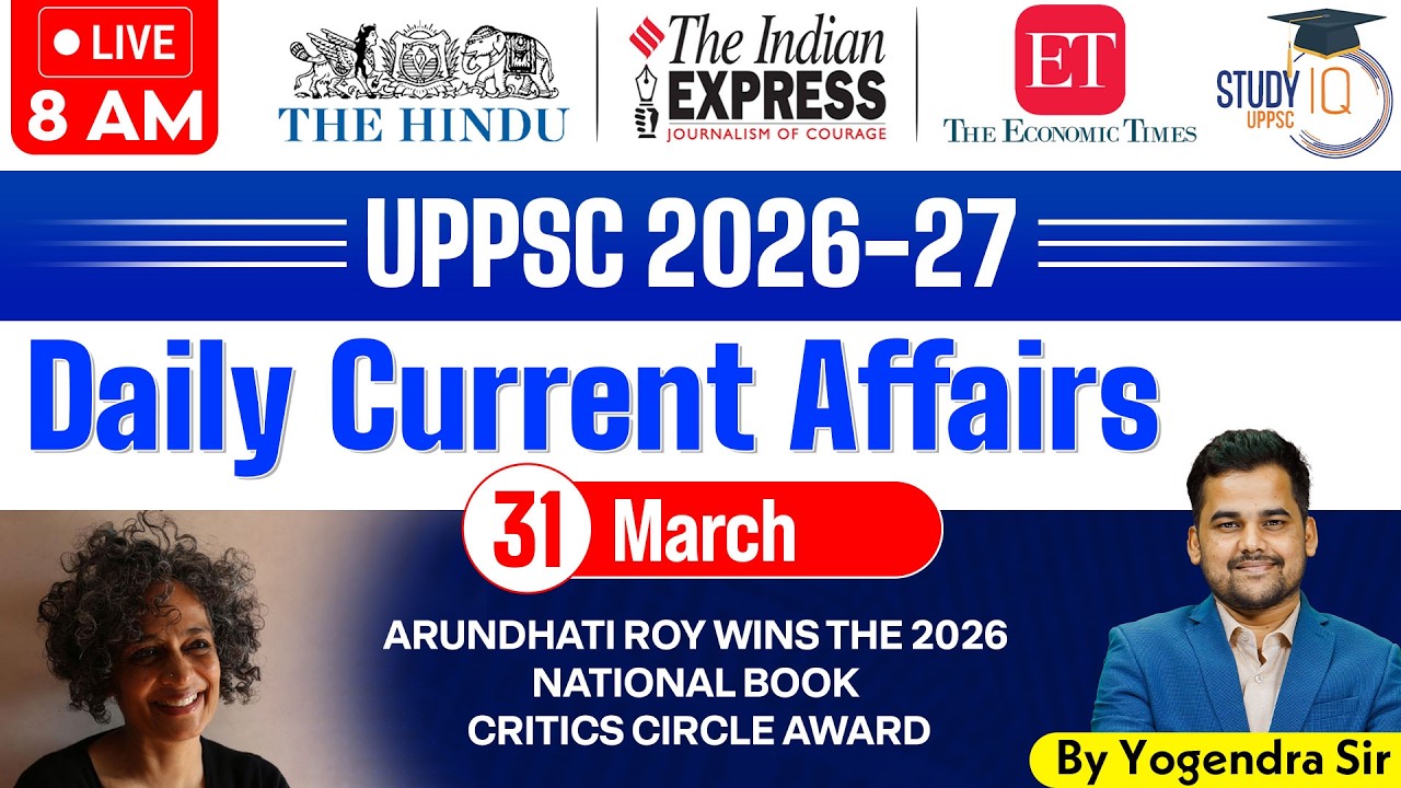 Daily Current Affairs 2026 | Current Affairs Today 31 March Current Affairs for UPPCS & RO/ARO