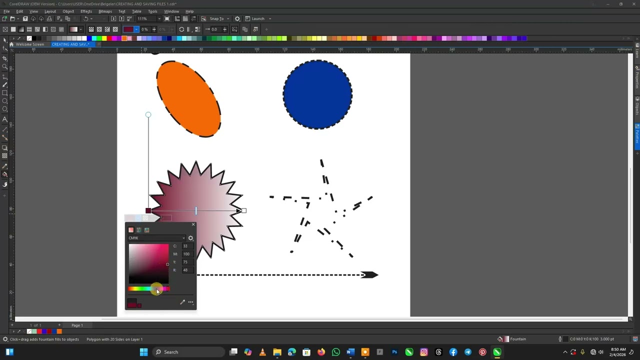 CorelDraw Tutorial | Drawing Shapes | Outlines and Fill Colors | Lesson 8