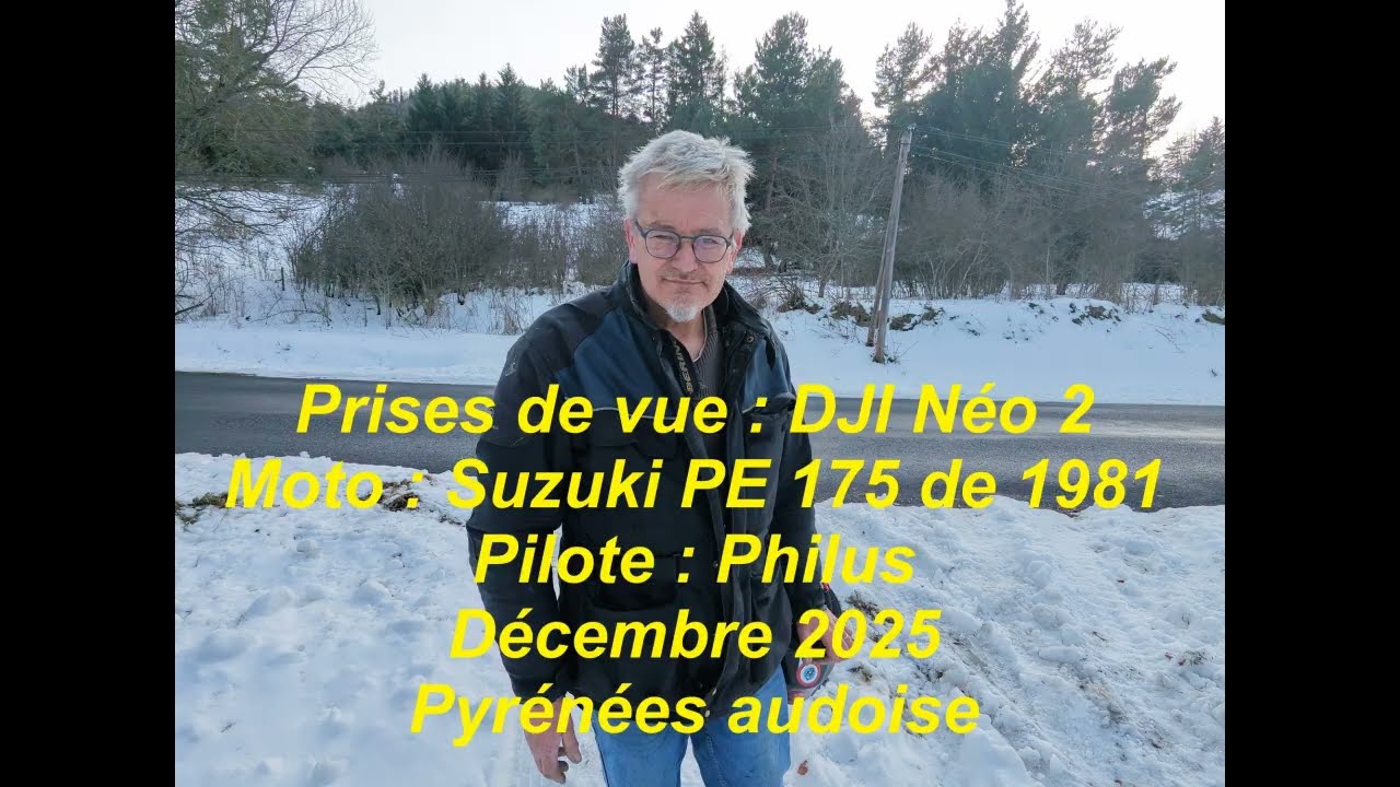 La Suzuki PE 175 en balade sur la neige.